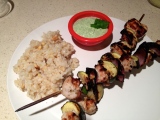 Grilled Greek Chicken Kebabs with Mint-Feta Sauce